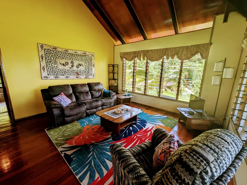 Living area with sofas and a view through the windows
